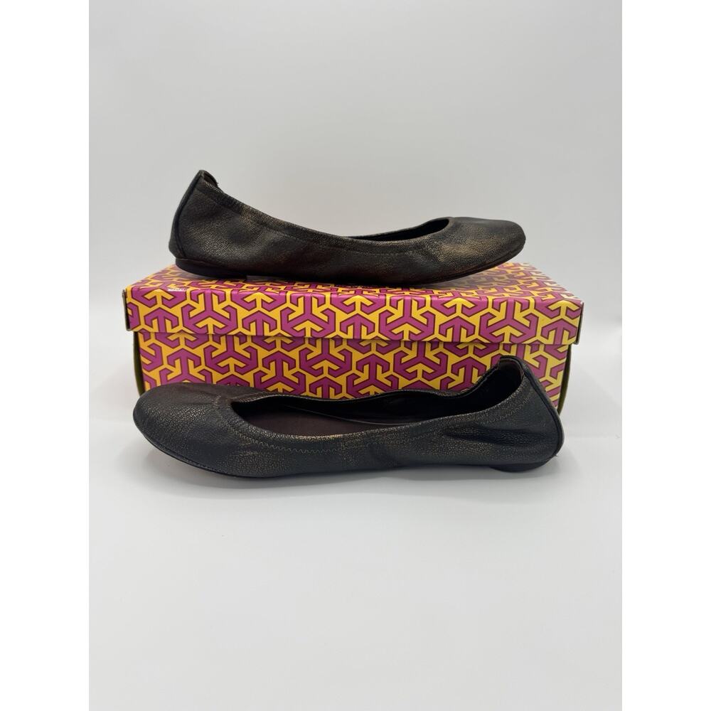 Tory Burch EDDIE-METALLIC WASHED LTH Ballet Flats Size 9